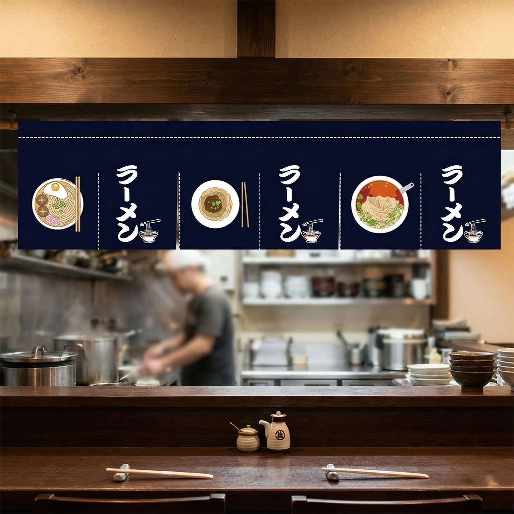 のれん……♥️ Amazon.co.jp: Zzooi Noodles Shops 戸口ショートのれん(日本の